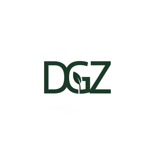 AI Design for Letterform logo for a company named "DGZ": a cohesive single lettermark forming DGZ as a unified icon, minimalist, modern, and geometric. Design with sharp edges and clean lines, inspired by architectural forms, with a sophisticated and professional visual execution. Solid background color is white and letter color is darkgreen and all letter showing a single singleleaf