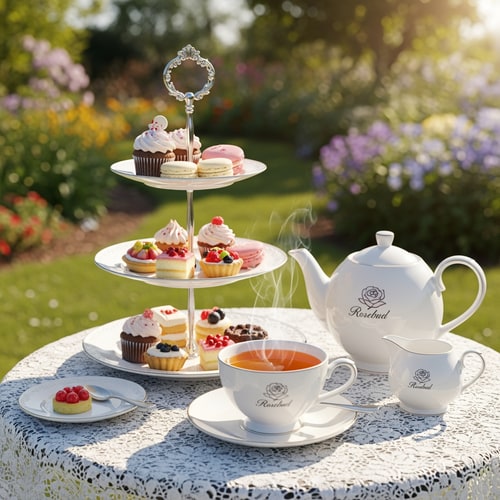 AI Design for add tea and cakes remove others with logo