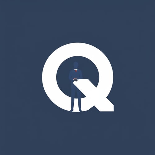 AI Design for Q flow , inside letter Q add 2 person standing 