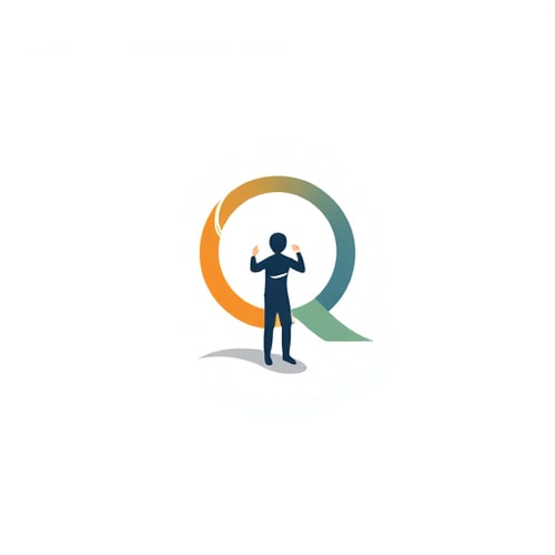 AI Design for Q flow , inside letter Q add 2 person standing 