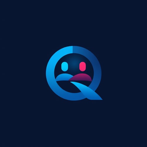 AI Design for Qflow in the Q letter inside 2 person in the queue make it