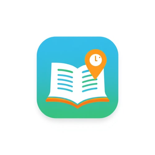 AI Design for Logo design for "Exam Travel Buddy" app — a smart, modern, and minimal icon that blends exam vibes (calendar, book, clock) with travel vibes (location pin, suitcase, or path). Flat, clean, and professional style. Colors: Blue, Green, and Orange. Unique, memorable, and student-friendly — perfect for an app icon.
