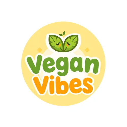AI Design for Create a playful, vibrant logo for Vegan Vibes. Use bright greens, yellows, and earthy tones. Add cute illustrated elements like a smiling leaf, sprouting plant, or heart-shaped vegetable. Use rounded, friendly typography that feels warm and welcoming. The logo should radiate positivity, joy, and kindness."