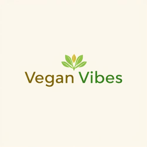 AI Design for Create a modern minimalist logo for a brand named Vegan Vibes. The design should feel fresh, natural, and inspiring. Use clean lines and soft earthy colors (green, white, light brown). Incorporate elements like leaves, sprouts, or a heart-shaped plant to symbolize compassion and plant-based living. The typography should be bold yet friendly, easy to read, with a smooth and organic style. The logo must look professional, scalable for social media, and emotionally connect with animal lovers and vegans. Add a subtle positive energy vibe, like soft glowing outlines or circular harmony shapes."