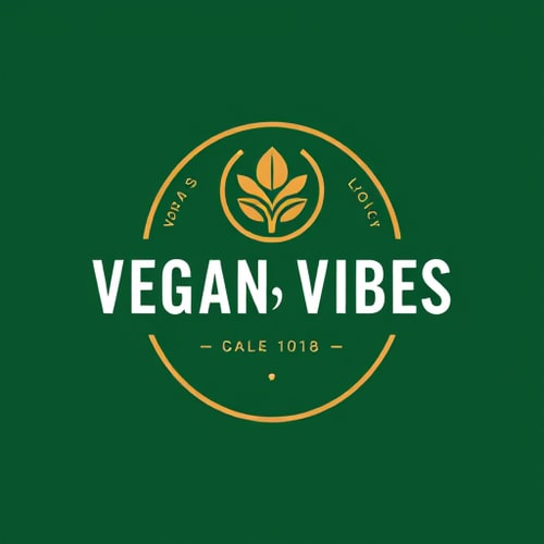 AI Design for Design a bold, premium-style logo for Vegan Vibes. Use rich shades of green, gold, and white. Add a powerful leaf, tree, or circular plant emblem above the name. Choose strong, modern typography with clean edges. The logo should feel professional, trustworthy, and iconic, representing a movement for compassion and sustainability."