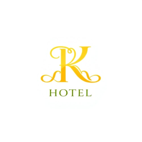 AI Design for Letterform logo for a luxury hotel named "HOTEL RAVIKIRAN": Intertwined "R" and "K" forming an abstract monogram, Yellow/golden over white background. Design with an art deco influence and art nouveau stylistic direction, featuring elegant curves and intricate linework, a sophisticated and timeless visual execution, and a clean white background.