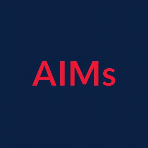 AI Design for create a logo for a company "AIMs Hosiery". we deal in socks manufacturing and exporting. the color scheme should be navy blue in the background and red for the design and text. The logo should look professional and should be related to socks