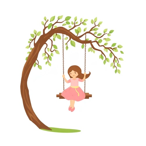 AI Design for litle girl swing willow tree branch