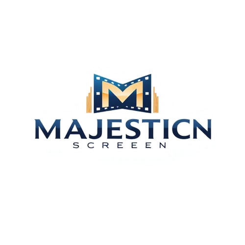 AI Design for create a logo with a name MajesticScreen for a movie website