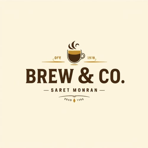 AI Design for Brew & Co is the name of my cafe , i need a logo with a variety text style and a single logo on it and 2A74B8 i need in this color