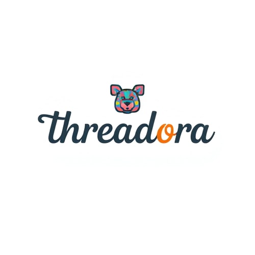 AI Design for design a logo for a clothing brand named as threadora with any clothing symbol and name written in text. it should be unique attractive and in different colors