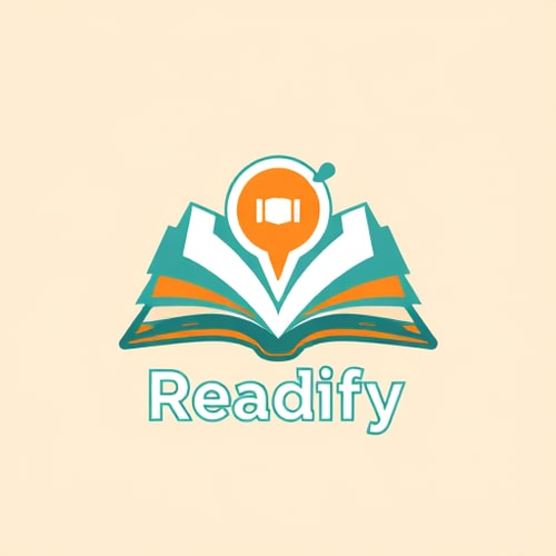 AI Design for Pictorial for a social media platform for book lovers named "Readify": an open book with pages transforming into a speech bubble or network icon, symbolizing connection and discussion around books, Teal and warm orange, sans-serif, modern and friendly. Design with a clean and approachable influence and style direction, with smooth curves and subtle gradients for visual execution details, and a solid color background.