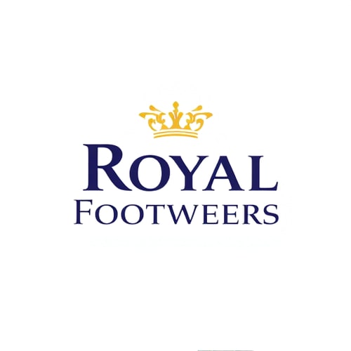 AI Design for Royal Footwears the font and theme must me white