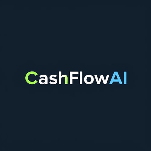 AI Design for Design a modern, professional, and eye-catching logo for a financial expense tracker app called CashFlowAI. The logo should combine the themes of money management, financial growth, and artificial intelligence. Use a clean, minimalist design with a tech-forward look. Include a creative icon that blends elements like a rising graph, currency/money flow, or digital AI symbolism (such as circuits or neural network patterns). The typography should be bold, modern, and easy to read. Use a color palette of green (finance, growth), blue (trust, stability), and subtle gradients for a sleek, futuristic style. The logo should work well on both dark and light backgrounds, and be easily recognizable as a mobile app icon.