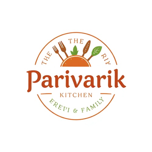 AI Design for food business brand startup logo with family "the parivarik kitchen"