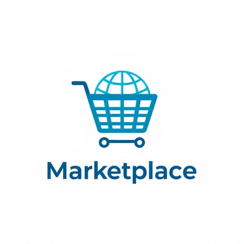 AI Design for Design a modern, clean logo for a marketplace. The main element should be a shopping basket 🧺, creatively integrated with a global web icon (globe with latitude and longitude lines) 🌐 to represent worldwide accessibility. Use a minimal, professional style with smooth lines, balanced composition, and versatile design that works in both color and monochrome. The logo should feel trustworthy, innovative, and approachable, suitable for digital platforms and print