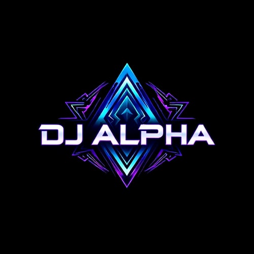 AI Design for I WANT A LOGO FOR NAME DJ ALPHA FUTURISTIC AND DESIGN SHOULD BE EDGY