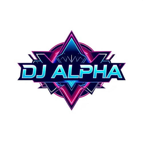 AI Design for I WANT A LOGO FOR NAME DJ ALPHA FUTURISTIC AND DESIGN SHOULD BE EDGY