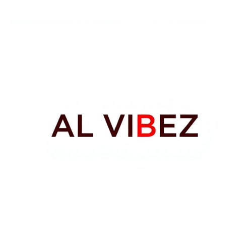 AI Design for Minimalist for a CLUB named "AL VIBEZ": Abstract geometric shape that subtly incorporates the first letter of the business name, red and black as the primary color, with secondary neutral tones like charcoal grey or a muted silver, sans-serif typeface with clean lines and good readability. Design with a focus on negative space and scalability, creating a bold yet understated mark, and use a clean white or transparent background.