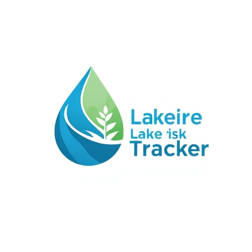 AI Design for Pictorial for a mobile app and interactive map dashboard that shows the risk of harmful algal blooms (HABs) for lakes across Missouri, named "Missouri Lake Risk Tracker": A stylized, dynamic water droplet morphing into a warning triangle, with a subtle algae bloom pattern integrated within. Use a palette of cool blues (representing water), greens (representing algae, but leaning towards a muted, slightly unsettling tone), and a vibrant, urgent orange or red for the warning element. Typography should be clean, modern, and highly legible, with a slightly bolder weight for emphasis. Design with a focus on clarity and immediate understanding, drawing influence from infographic design and modern data visualization principles. Visual execution should be smooth and scalable, with distinct yet harmoniously blended elements. Background type should be clean white or a very subtle gradient to ensure maximum contrast and readability.