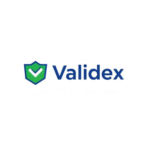 AI Design for Design a modern, professional logo for "Validex", an academic certificate authenticity validator platform.Style: Minimal, clean, and futuristic.Colors: Deep blue (#1E3A8A) and green (#10B981) to represent trust, security, and authenticity.Elements:A shield or checkmark to symbolize security & verification.A document or certificate icon integrated subtly.Typography: Bold, sans-serif font (clean and easy to read).Variations: Logo with icon + text ("Validex") and standalone icon version.Background: Transparent.