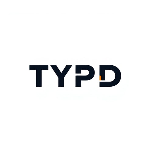 AI Design for “Design a modern, minimalist logo for the brand name TYPD. The logo should primarily use clean, bold sans-serif typography, but with a unique twist in the letterforms. Subtly integrate Hindi/Devanagari elements (like ट, प, ड or a nukta dot) into the negative space of the English letters, so it feels like a blend of modern design and cultural roots. The logo should be sleek, professional, and impactful — suitable for a type-led creative branding agency. Avoid clutter, keep it versatile for digital and print. Black and white as the base, with optional accent color (deep indigo or muted saffron). Style reference: modern design studios like Taup Studio or Astro logos — geometric, clever, and timeless