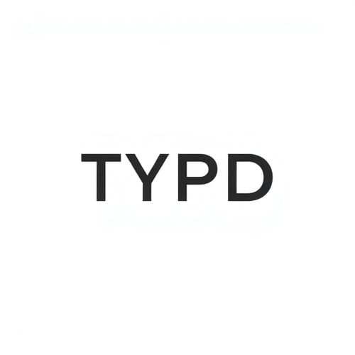 AI Design for A sleek and professional logotype for the brand TYPD. The design is minimalist, using a bold, clean, and geometric sans-serif typeface. A subtle, smart design element is created by using a single, thin vertical line that runs through the negative space of the letter D. This line should be a contrasting element to the bold form of the letters, extending slightly beyond the top and bottom of the D to give it a unique, signature look. The logo should be monochromatic, rendered in a sophisticated dark charcoal gray on a clean white background.