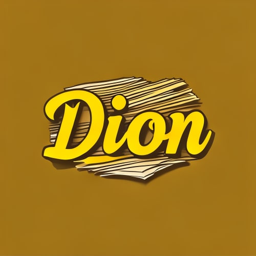 AI Design for A name DION written with yellow and depicting sheets