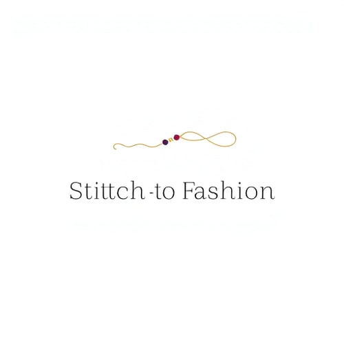 AI Design for Minimalist for a clothing brand named "Stitch to Fashion": Subtle needle and thread forming an abstract stitch, muted jewel tones (emerald, sapphire, amethyst) with a touch of gold, elegant and modern sans-serif font. Design with a focus on sophisticated craftsmanship, clean lines and negative space, on a white background.