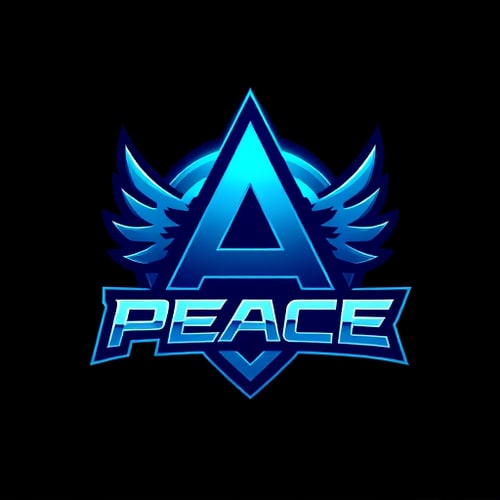 AI Design for gaming logo made with letter A as the main peace,add a flashy blue background