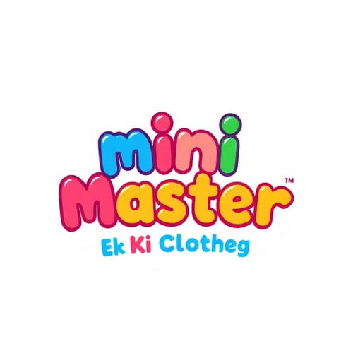 AI Design for mini master ek kids ki clothig brand ahi iskea ek colorfull logo bnao with icon and text