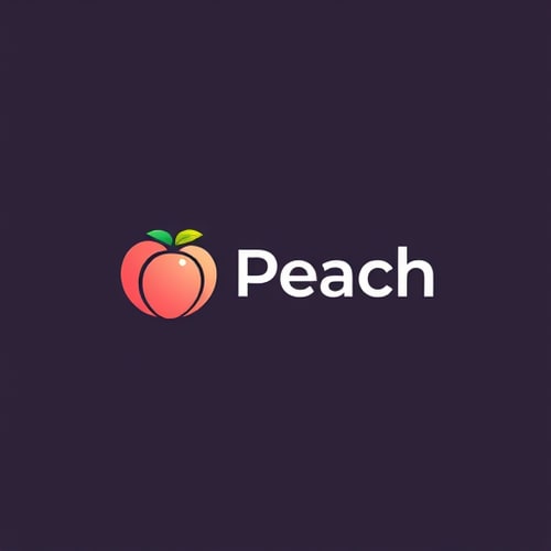 AI Design for I want a minimalistic logo with peach which looks 2D