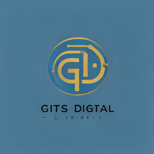 AI Design for "Create a modern, minimal logo using the initials G or GD for GITS Digital. The design should be small, icon-style, clean, and scalable. Use a blue and gold color palette with subtle tech or AI-inspired elements (like pixels, circuits, or gradients). No full company name, just the initials."