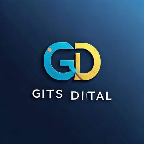 AI Design for "Create a modern, minimal logo using the initials G or GD for GITS Digital. The design should be small, icon-style, clean, and scalable. Use a blue and gold color palette with subtle tech or AI-inspired elements (like pixels, circuits, or gradients). No full company name, just the initials."