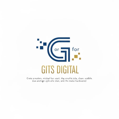 AI Design for "Create a modern, minimal logo using the initials G or GD for GITS Digital. The design should be small, icon-style, clean, and scalable. Use a blue and gold color palette with subtle tech or AI-inspired elements (like pixels, circuits, or gradients). No full company name, just the initials." try to make a clean i am not in hardware