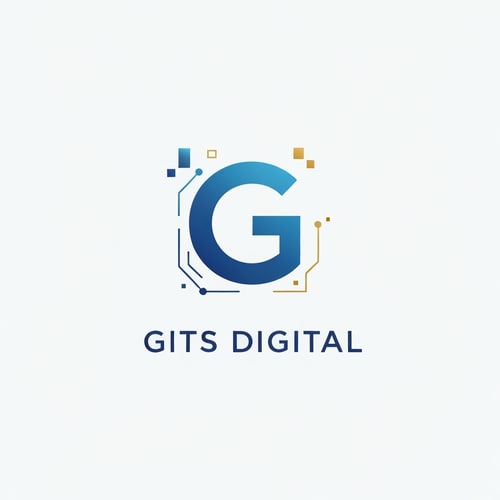 AI Design for "Create a modern, minimal logo using the initials G for GITS Digital. The design should be small, icon-style, clean, and scalable. Use a blue and gold color palette with subtle tech or AI-inspired elements (like pixels, circuits, or gradients). No full company name, just the initials."