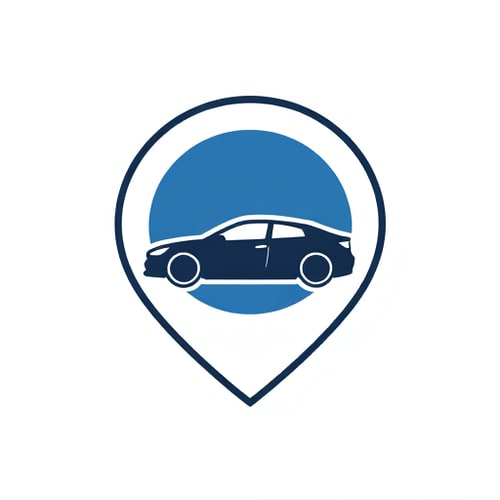 AI Design for A car silhouette inside a location pin, symbolizing nearby driving schools.