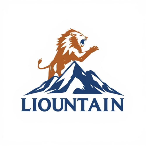 AI Design for Need a logo design idea of ​​lion and mountain. Where the lion is seen roaring on the top of a high mountain