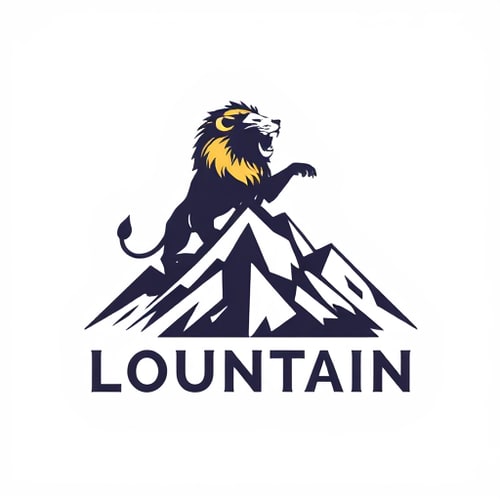 AI Design for Need a logo design idea of ​​lion and mountain. Where the lion is seen roaring on the top of a high mountain