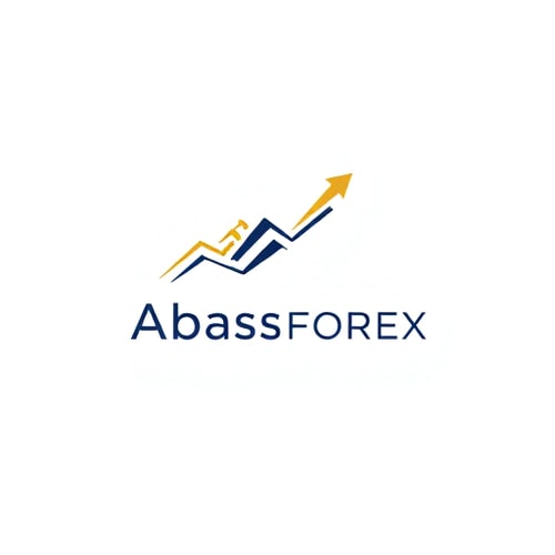 AI Design for Minimalist logo for a forex trading service named "Abbas Forex": A stylized, abstract representation of upward market trends and financial growth using clean lines and geometric shapes, gold and deep navy blue, modern sans-serif typeface with subtle sharp edges. Design with a fusion of modern corporate aesthetics and a hint of sophisticated dynamism, clean vector art with trading-related background.