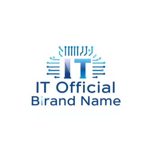 AI Design for Minimalist for an IT Official named "Brand Name": Abstract circuit board pattern, Shades of blue and silver, Clean sans-serif font. Design with a modern and professional influence, Subtle gradient effect, Solid white background.