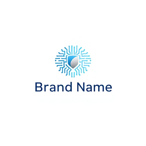 AI Design for Minimalist for an IT Official named "Brand Name": Abstract circuit board pattern, Shades of blue and silver, Clean sans-serif font. Design with a modern and professional influence, Subtle gradient effect, Solid white background.