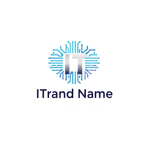AI Design for Minimalist for an IT Official named "Brand Name": Abstract circuit board pattern, Shades of blue and silver, Clean sans-serif font. Design with a modern and professional influence, Subtle gradient effect, Solid white background.