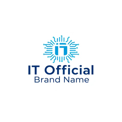 AI Design for Minimalist for an IT Official named "Brand Name": Abstract circuit board pattern, Shades of blue and silver, Clean sans-serif font. Design with a modern and professional influence, Subtle gradient effect, Solid white background.