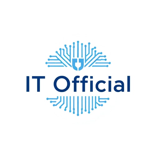 AI Design for Minimalist for an IT Official named "Brand Name": Abstract circuit board pattern, Shades of blue and silver, Clean sans-serif font. Design with a modern and professional influence, Subtle gradient effect, Solid white background.