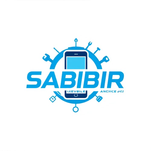 AI Design for "Design a modern and professional logo that is related to mobile servicing. You can add a mobile phone, tools, and technology symbols to the logo. You can use blue, white, or any other technology-related color as the colors."my shope name sabbir telicom