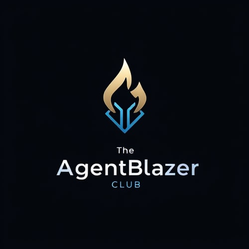 AI Design for Design a modern and professional logo emblem for 'The AgentBlazer Club'. The design should be a minimalist, geometric symbol that intelligently combines a flame or spark (for 'Blazer') with a circuit path or network node (for the tech 'Agent' aspect). Use a clean, sans-serif font if including the name. The color palette should be sophisticated: consider charcoal grey, deep navy, or black with a single accent color like metallic silver, gold, or electric blue. The overall vibe must be cutting-edge, competent, and exclusive. Ensure it is scalable and looks effective in a single color.