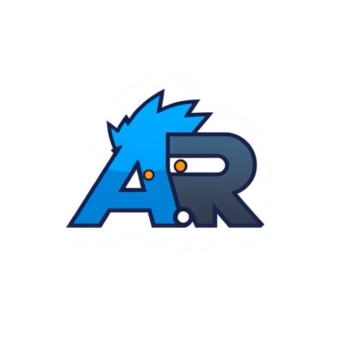 AI Design for Create a flat vector, illustrative-style lettermark logo design for an anime recommendation site named 'Animorex', featuring interconnected letters 'A' and 'R' where the 'A' transforms into a stylized anime character's spiky hair silhouette. Use electric blue (#00D4FF) for the hair-inspired 'A' and charcoal gray (#333333) for the 'R' with small orange (#FF6B35) accent dots representing eyes against a white background. Do not show any realistic photo detail shading.