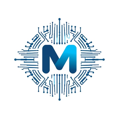 AI Design for M with tech and circuit design, only from one side lines should be coming