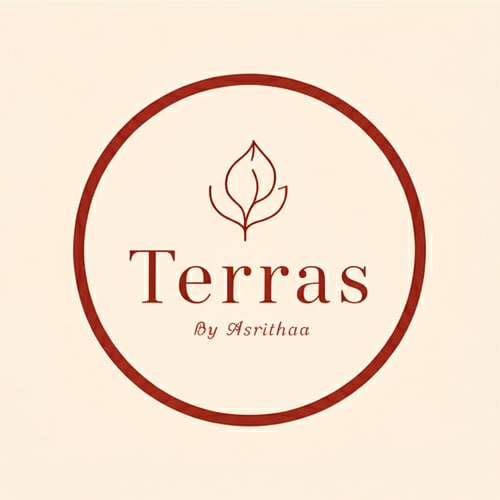 AI Design for The logo could be presented in a clean, circular or square format with the leaf icon at the top, followed by the main text and then the secondary text. The color choice of rich terracotta red and deep brown creates a sophisticated and natural feel, perfectly reflecting your brand.